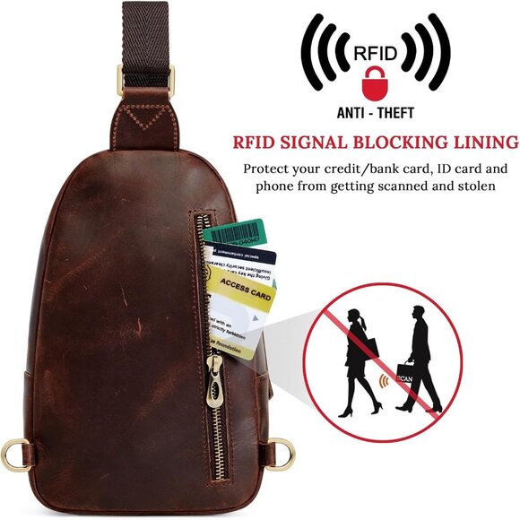 S-ZONE Leather Small Crossbody Sling Bags for Women & Men - Picture 3 of 8